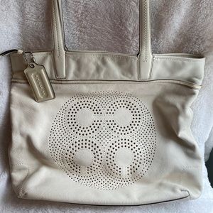 Coach leather tote - cream - like new!